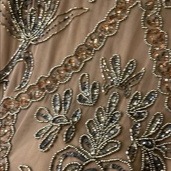 Brown Sequin Embellished Gown with 3/4 Sleeves - Picture 11 of 11